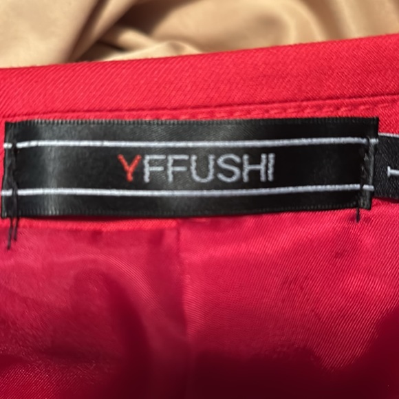 YFFUSHI Slim Fit Two Piece One Button Suit Red, With THAI SILK Shirt Like New - Picture 9 of 15